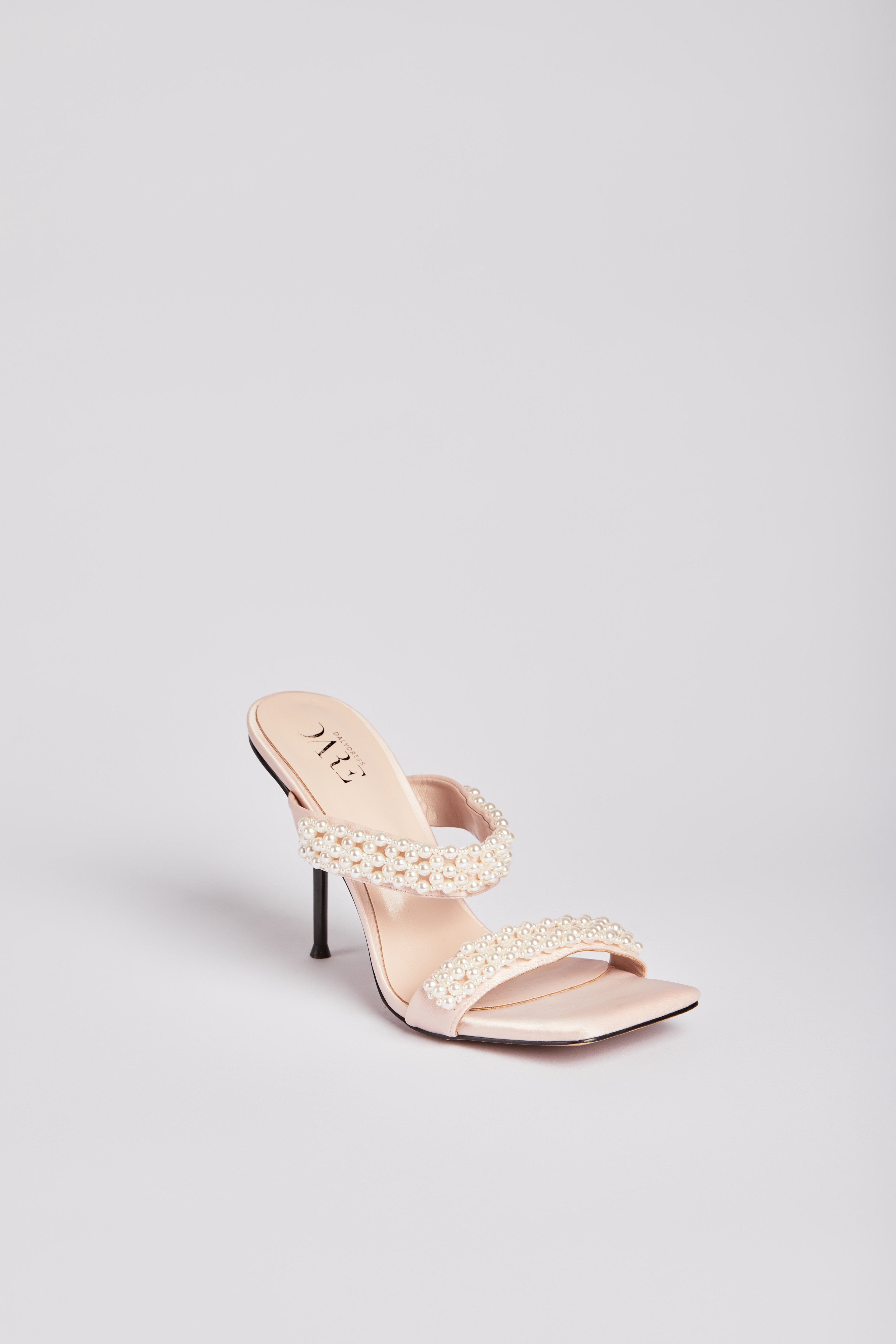 داليدرس سليبر مزين باللؤلؤ كعب مرتفع نسائي وردي