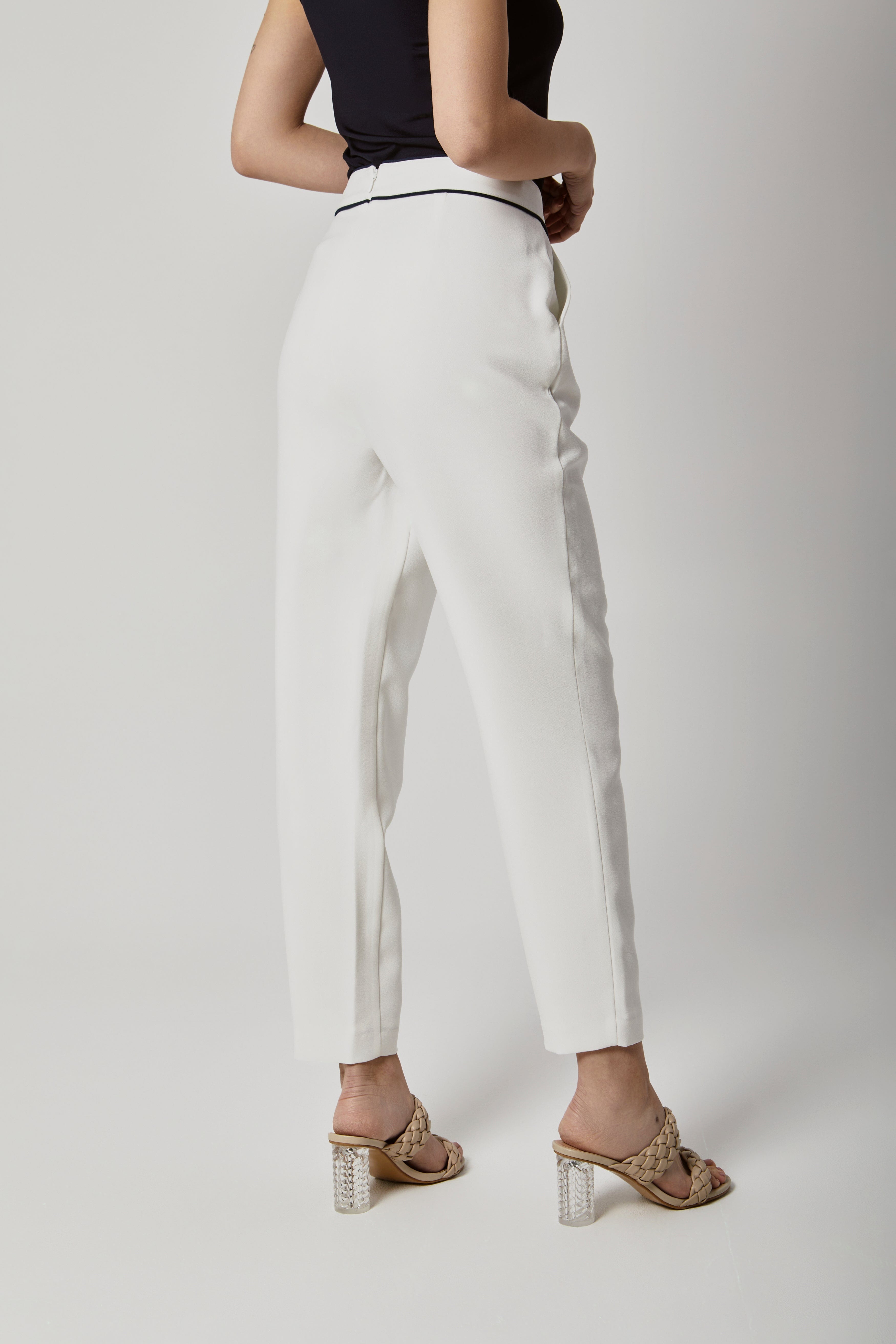 داليدرس بنطلون سادة خصر مرتفع رسمي نسائي أوف وايت