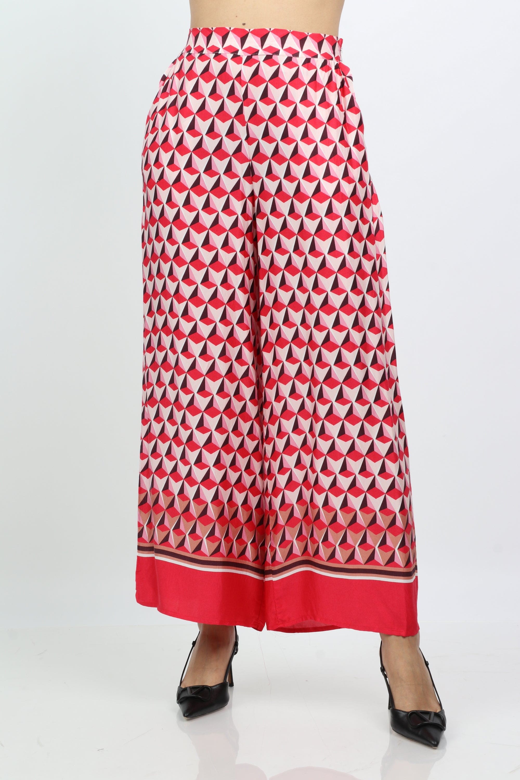 داليدرس بنطلون بنمط طويل واسع نسائي أحمر فاتح