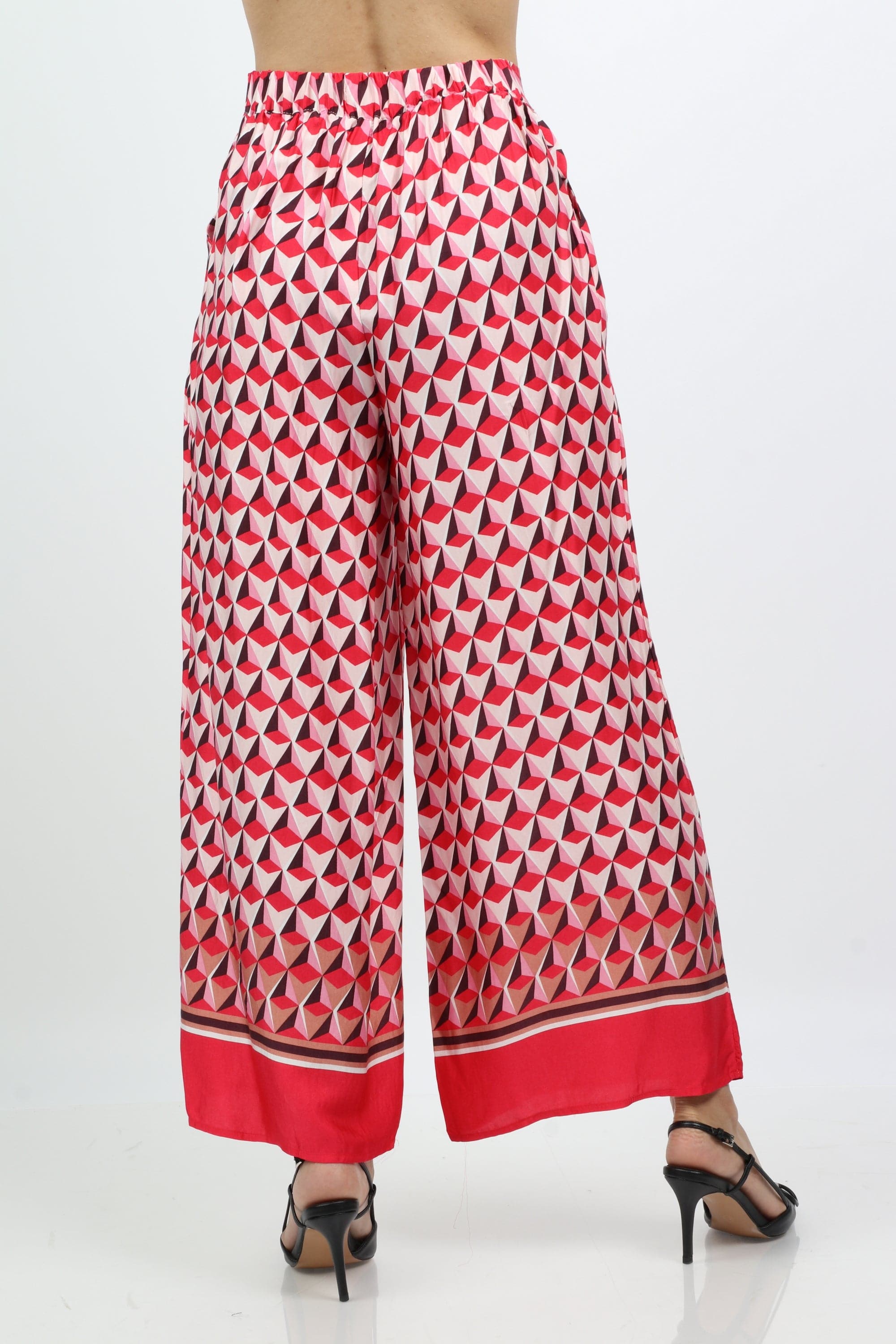 داليدرس بنطلون بنمط طويل واسع نسائي أحمر فاتح