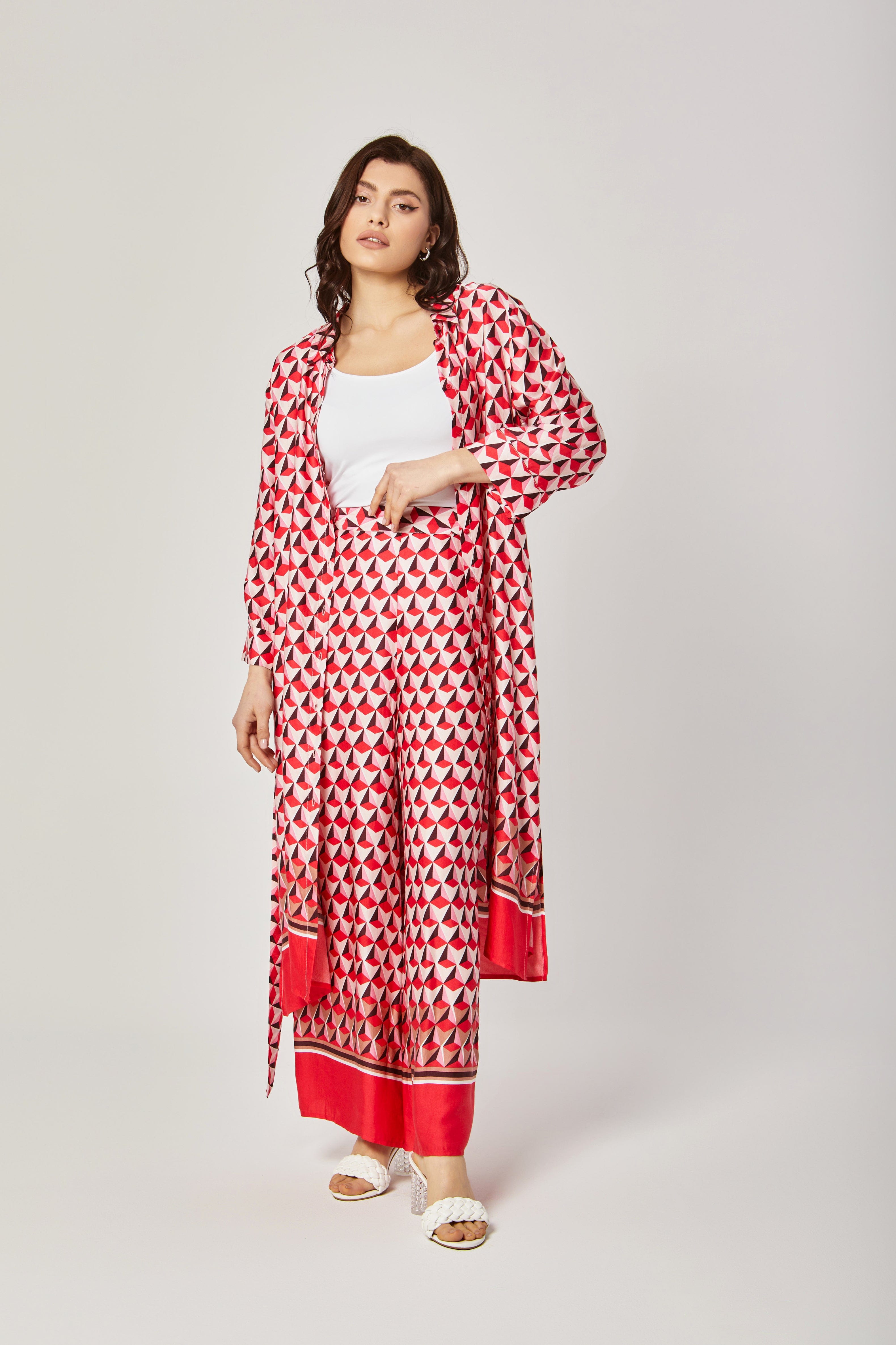 داليدرس فستان ميدي بنمط كم طول برباط نسائي أحمر فاتح