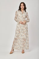 داليدرس فستان منقوش طويل مخصر مبطن نسائي متعدد الألوان