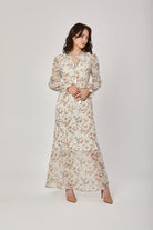 داليدرس فستان منقوش طويل مخصر مبطن نسائي متعدد الألوان