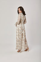 داليدرس فستان منقوش طويل مخصر مبطن نسائي متعدد الألوان