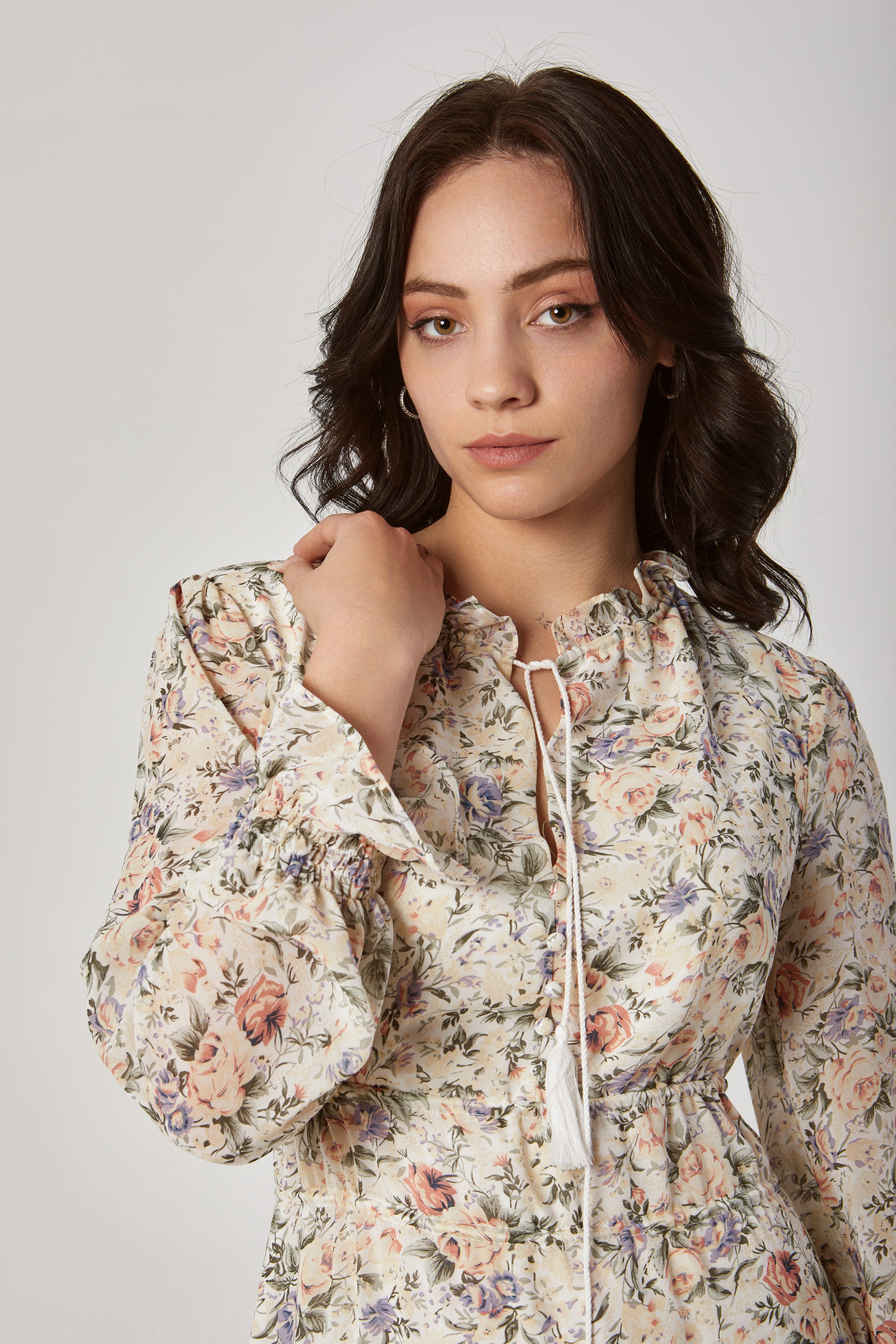 داليدرس فستان منقوش طويل مخصر مبطن نسائي متعدد الألوان