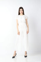 داليدرس جمبسوت نسائي مخرم كم قصير نسائي أبيض