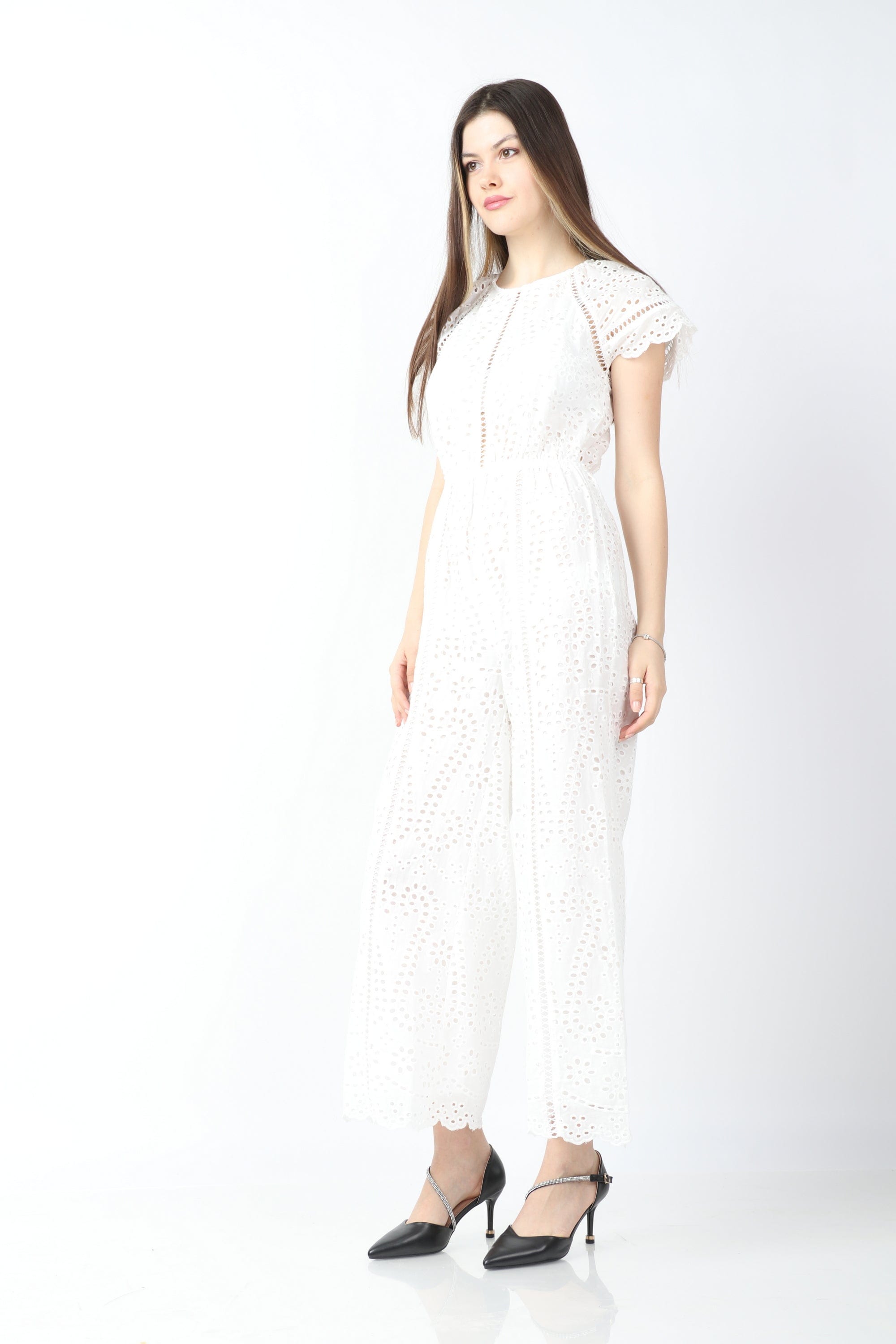 داليدرس جمبسوت نسائي مخرم كم قصير نسائي أبيض