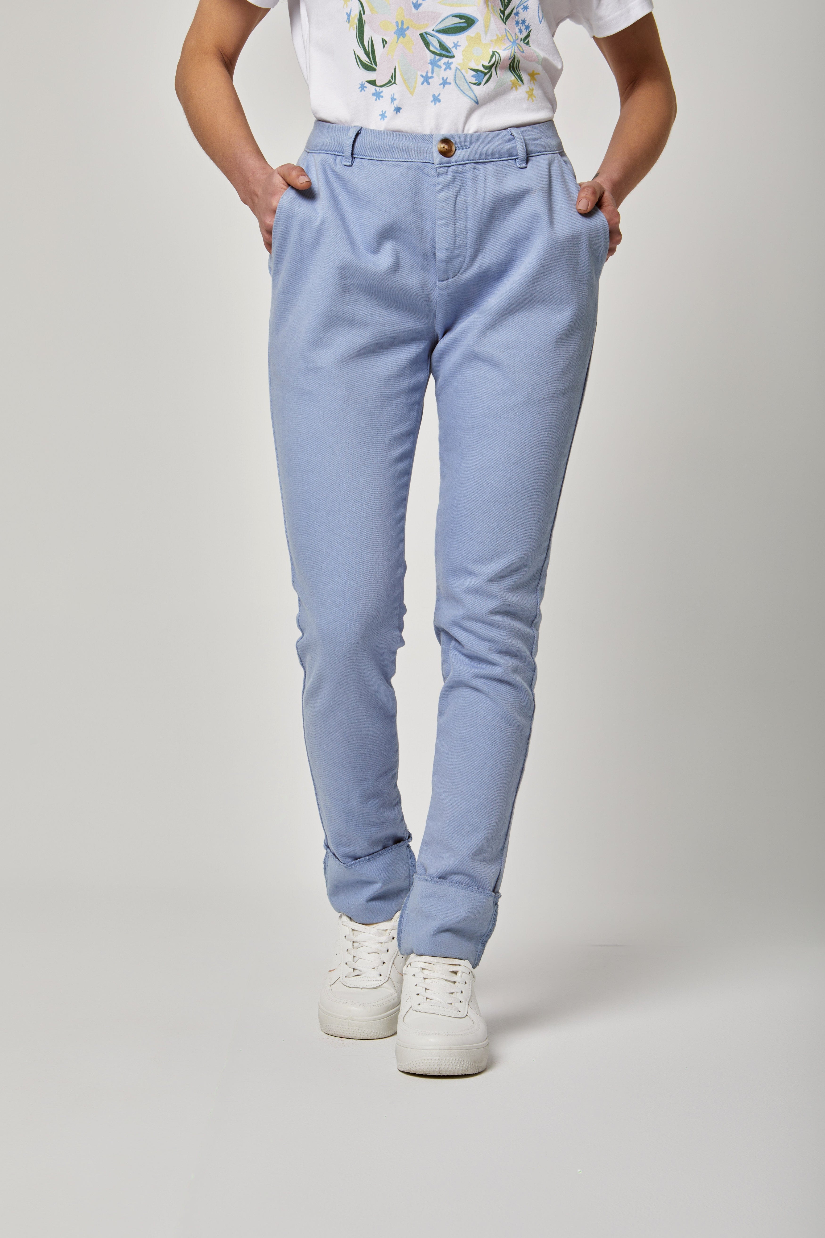 داليدرس بنطلون سادة طويل خصر مرتفع نسائي أزرق