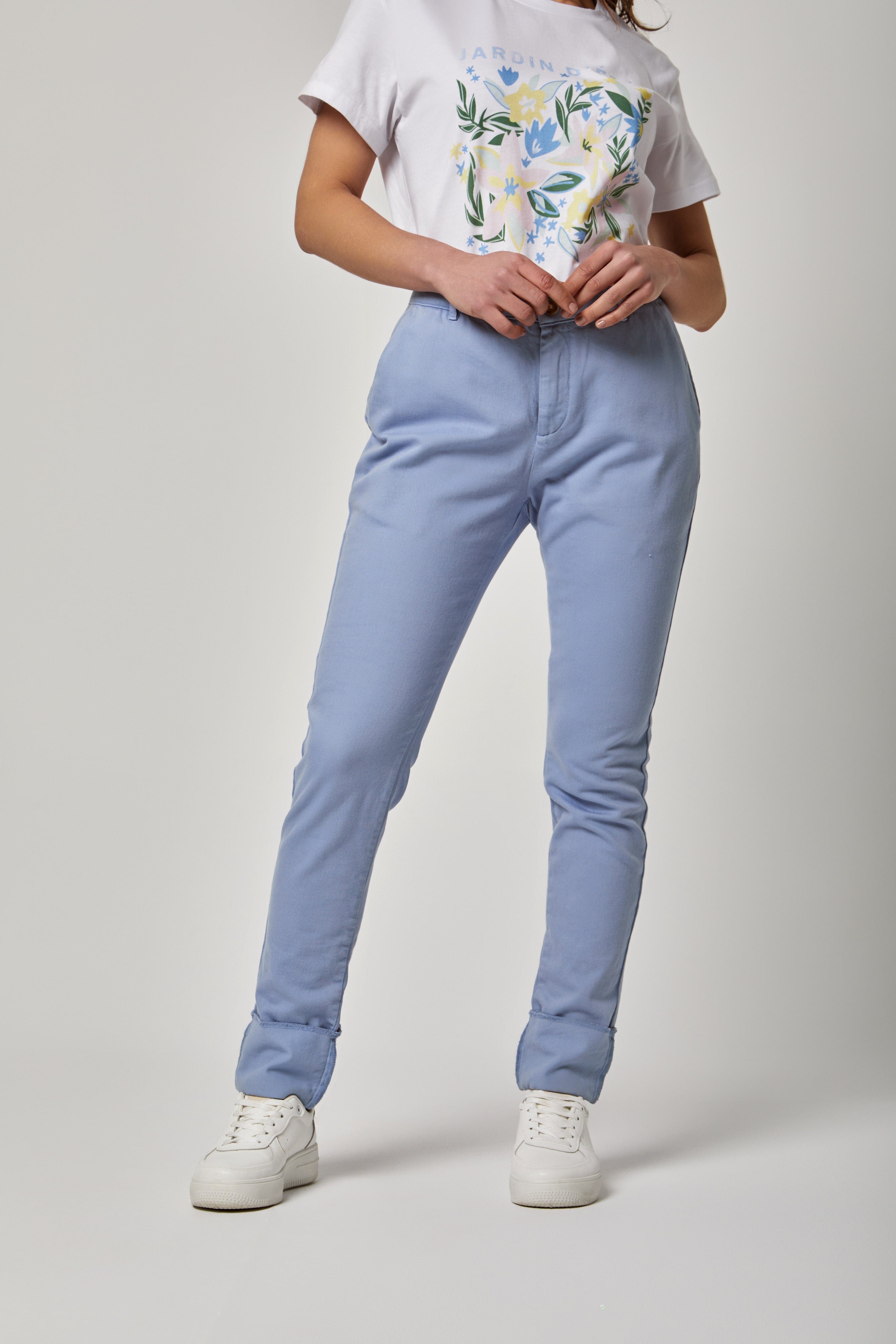 داليدرس بنطلون سادة طويل خصر مرتفع نسائي أزرق