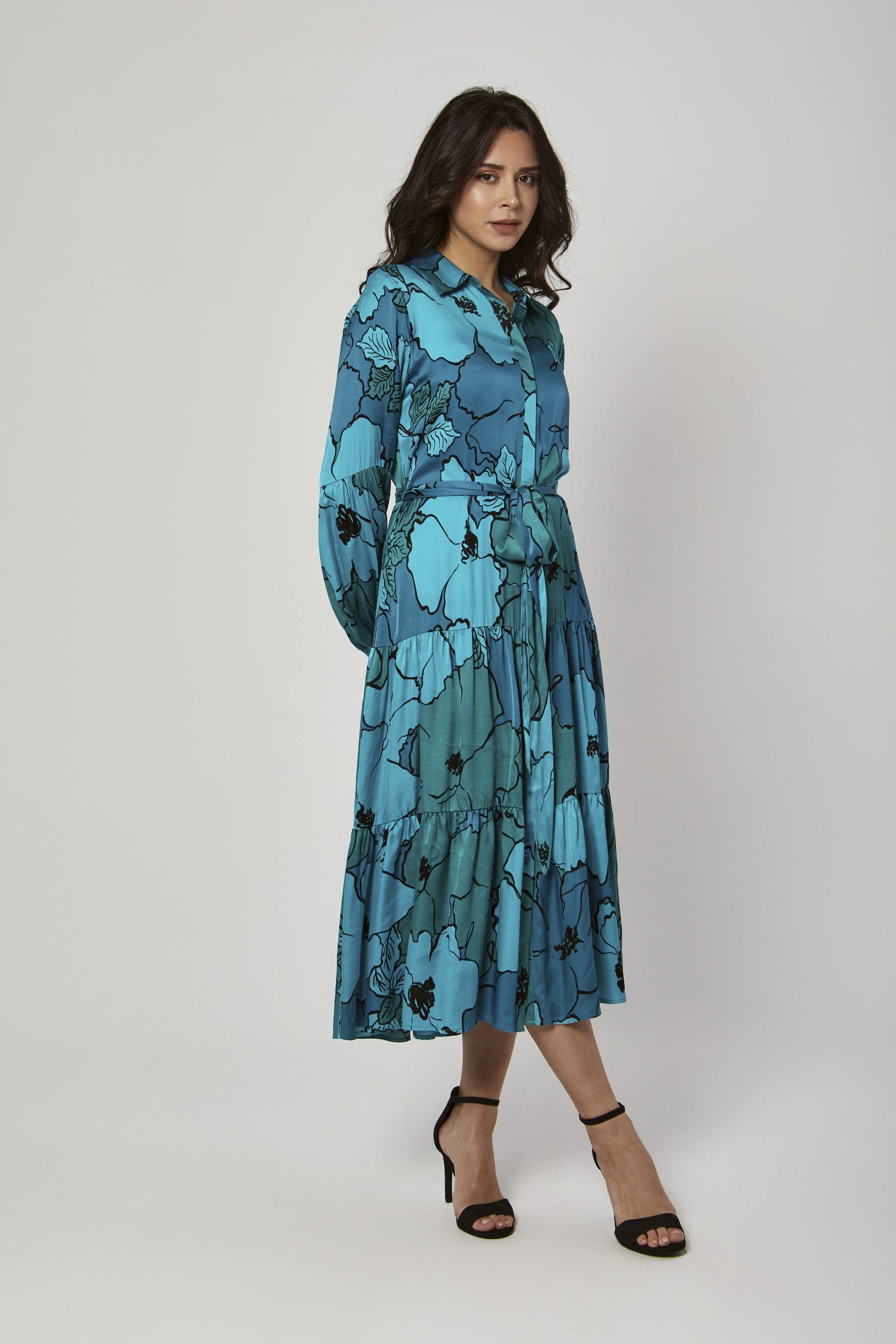 داليدرس فستان مشجر مخصر ميدي كم طويل نسائي