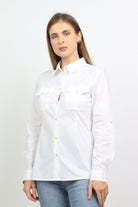 داليدرس بلوزة بجيوب أمامية سادة بأزرار أمامية كم طويل نسائي