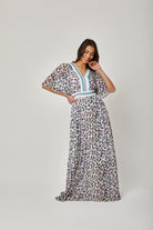 داليدرس فستان طويل مورد مخصر نص كم فراشة نسائي أرجواني