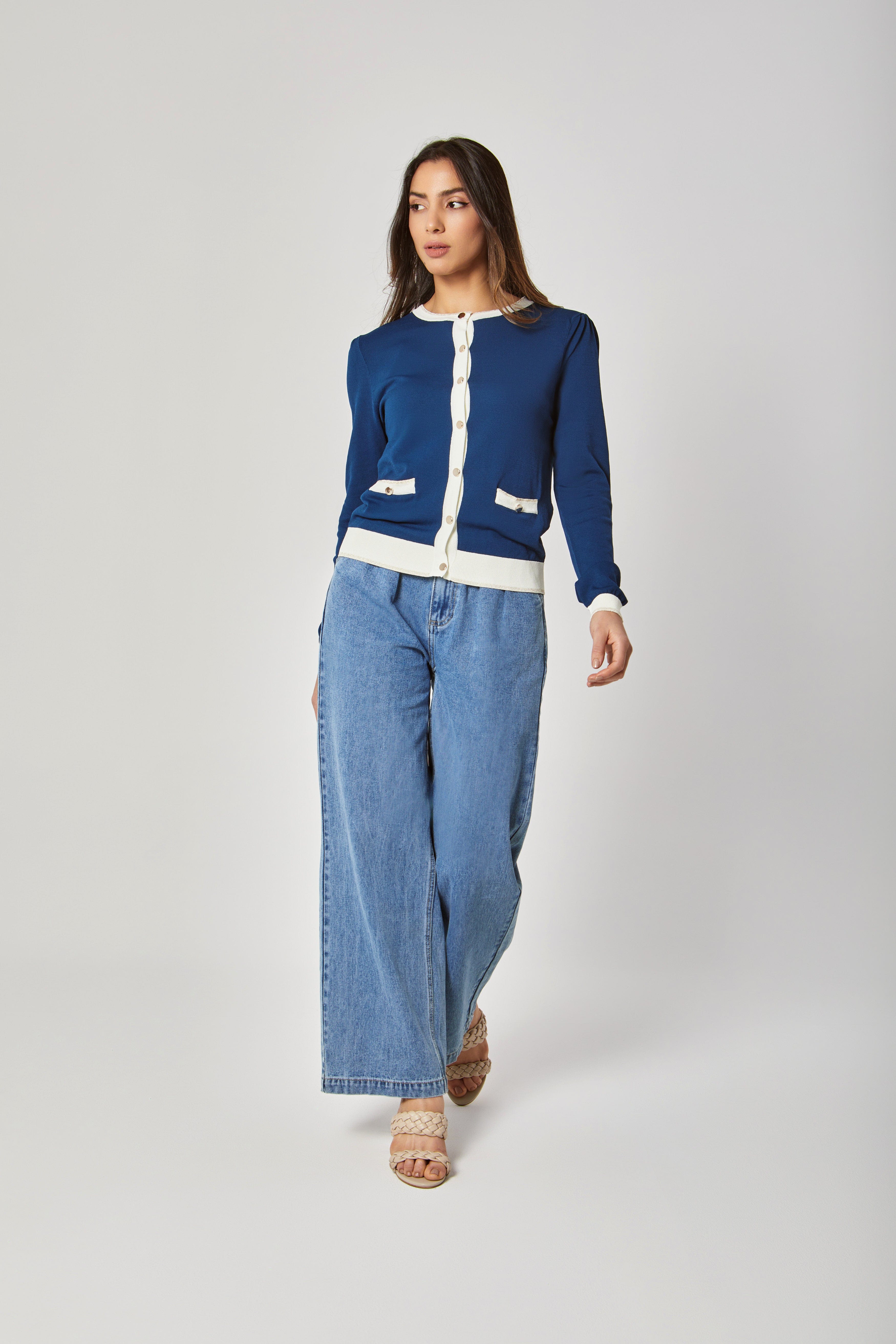 داليدرس كارديجان قصير بأزرار أمامية سادة كم طويل نسائي