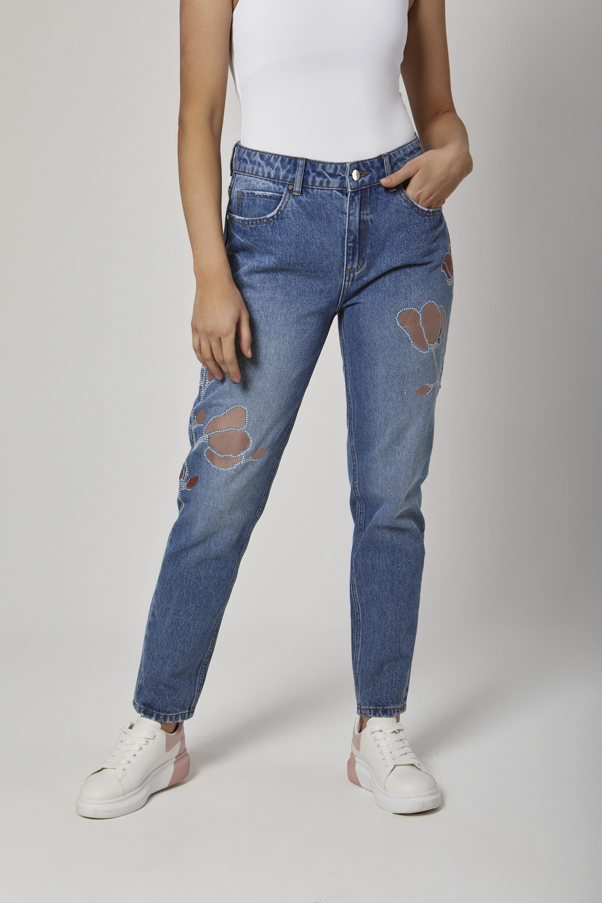 داليدرس بنطلون جينز بوي فريند مشقق أزرق فاتح