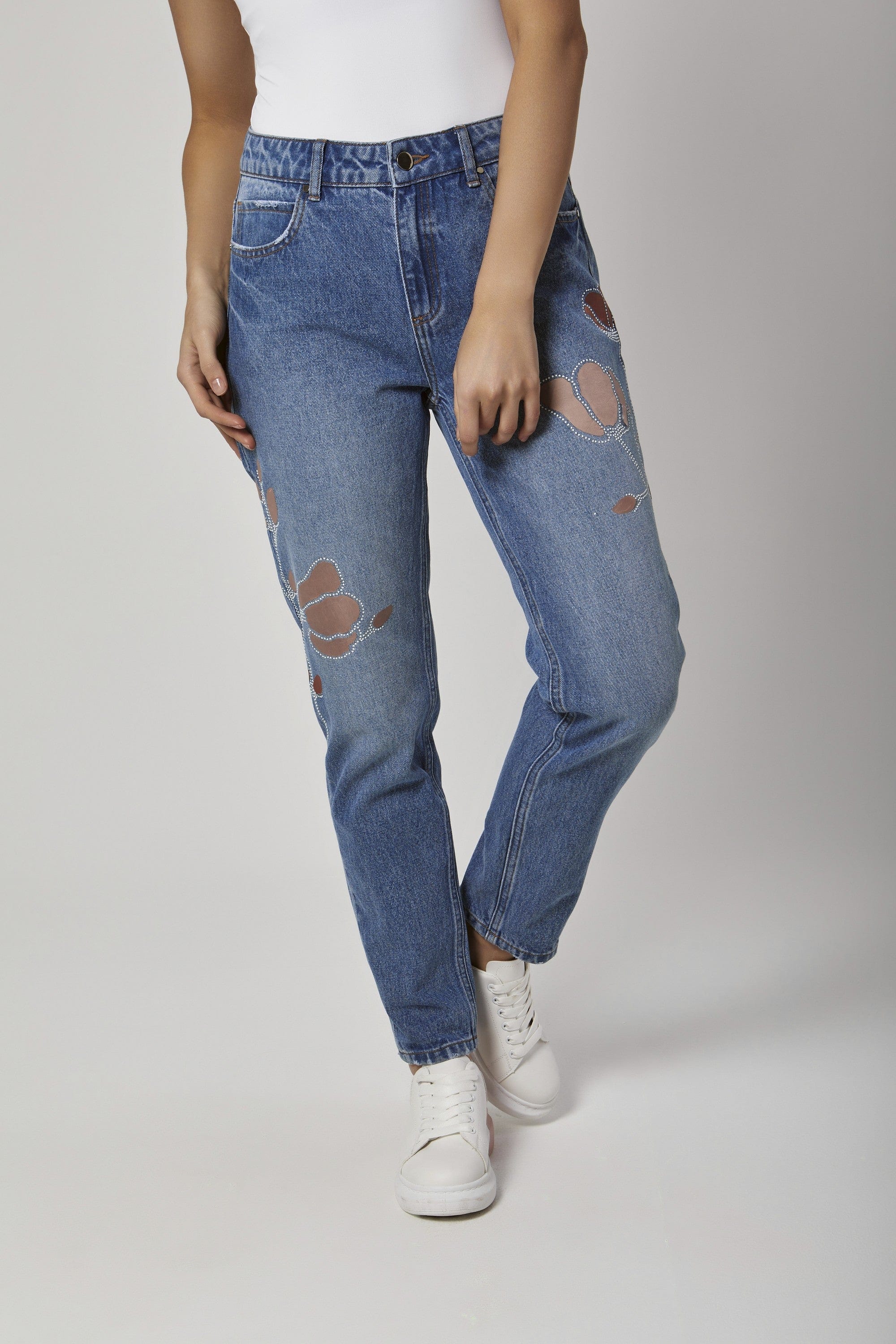 داليدرس بنطلون جينز بوي فريند مشقق أزرق فاتح