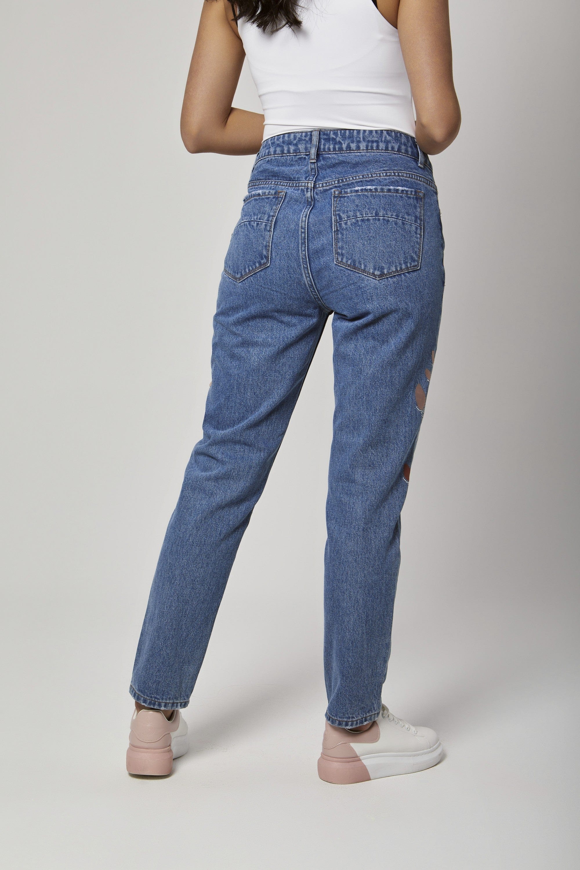 داليدرس بنطلون جينز بوي فريند مشقق أزرق فاتح