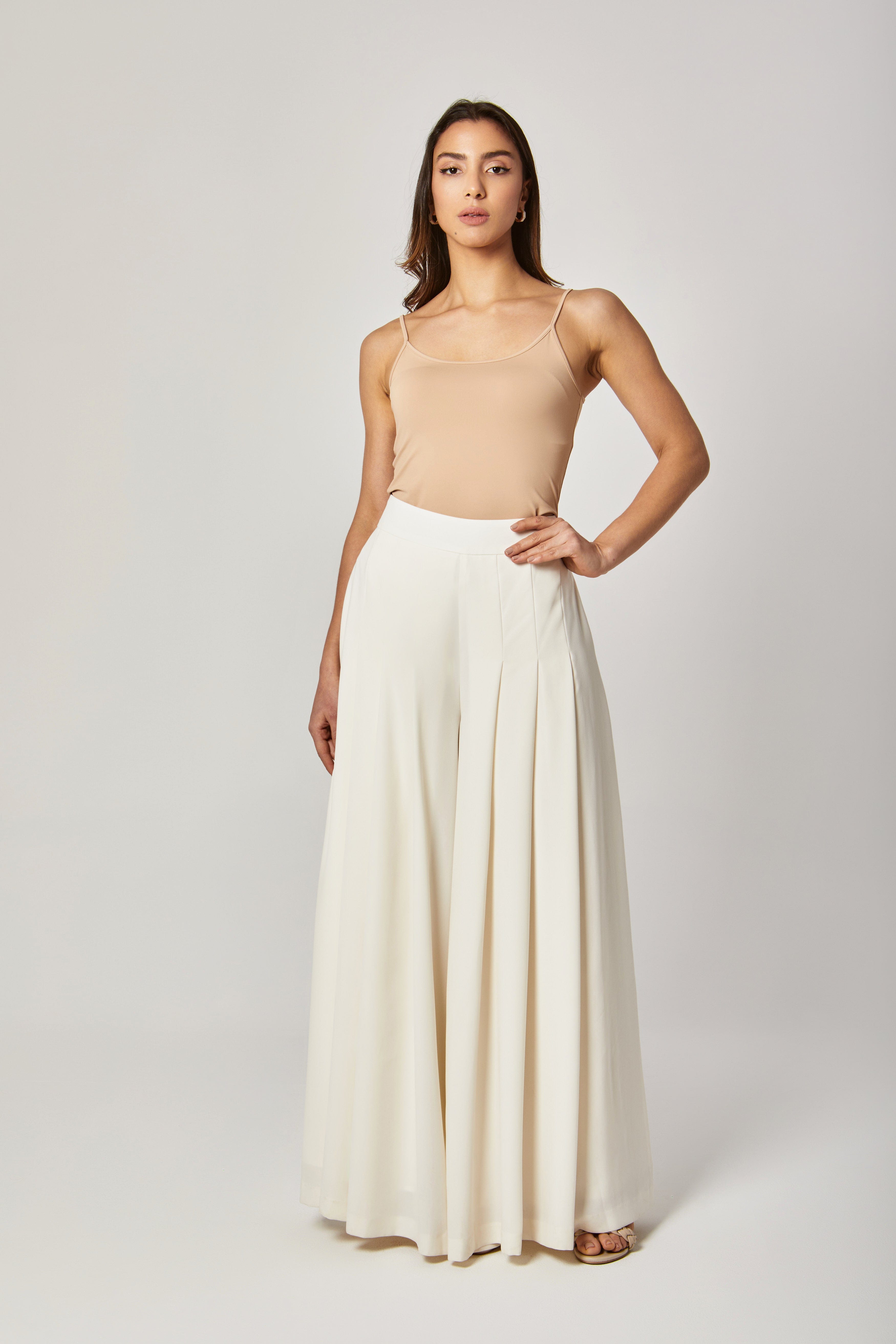 داليدرس بنطلون خصر مرتفع واسع بكسرات طويل نسائي