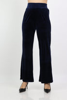 داليدرس بنطال مخمل نسائي وايد ليج أزرق داكن