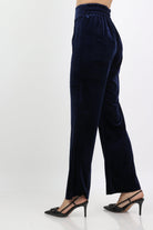 داليدرس بنطال مخمل نسائي وايد ليج أزرق داكن