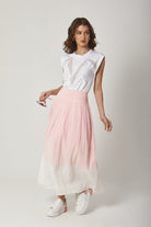 داليدرس تنورة طويلة بخصر مطاط عريض لونين أوف وايت