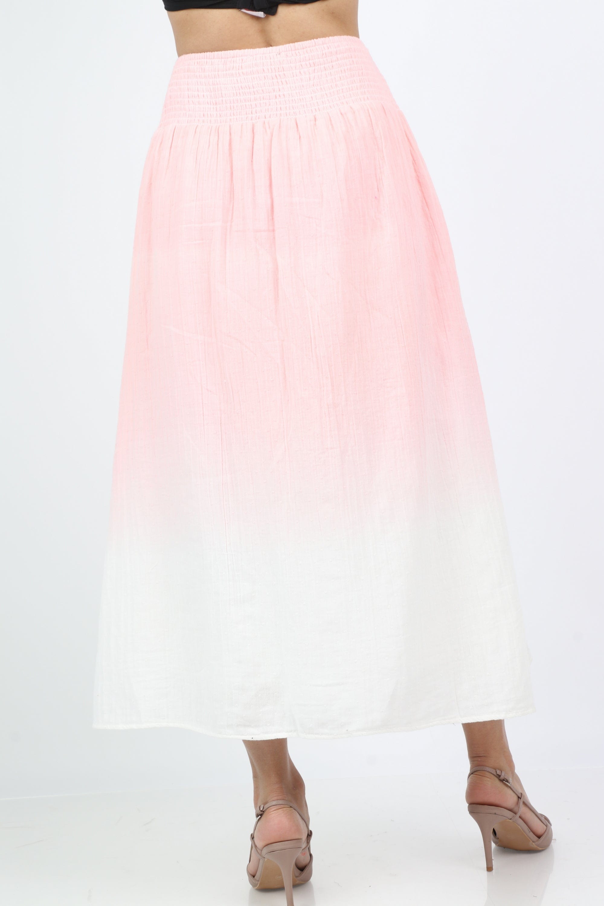 داليدرس تنورة طويلة بخصر مطاط عريض لونين أوف وايت