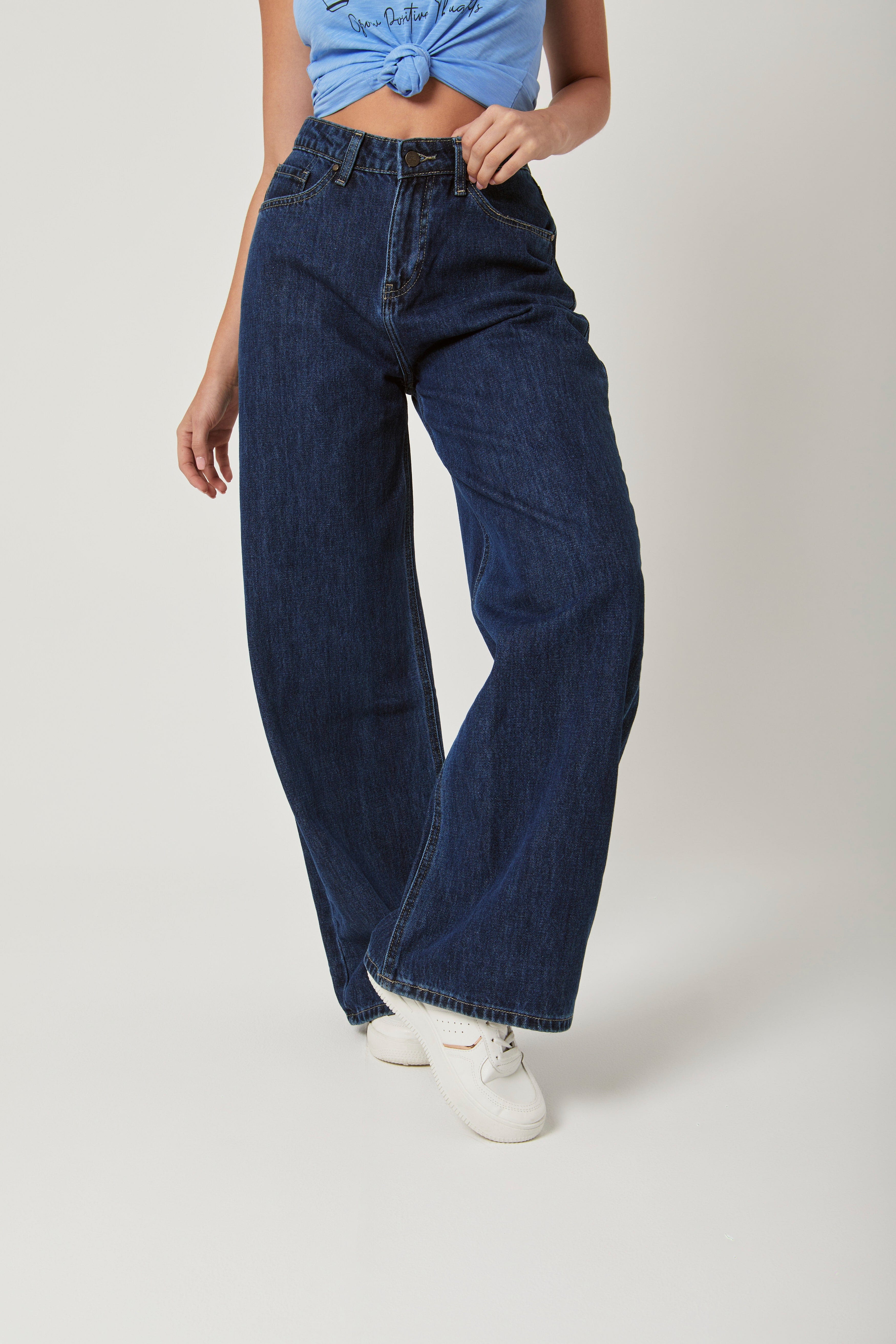 داليدرس بنطلون جينز واسع خصر مرتفع نسائي أزرق فاتح