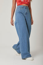 داليدرس بنطلون جينز خصر مرتفع وايد ليج طويل نسائي جينز فاتح