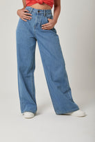 داليدرس بنطلون جينز خصر مرتفع وايد ليج طويل نسائي جينز فاتح