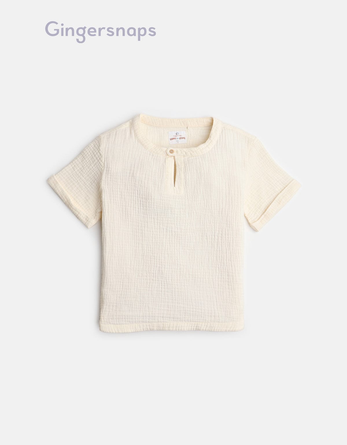 جينجرسنابس قميص بدون ياقه بكشكشة مزين بزرار واحد ولادي أوف وايت