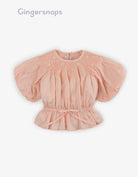 جينجرسنابس بلوزة مخصرة برباط بفيونكة كم قصير بف بناتي أحمر بنفسجي