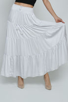 كيتشن تنورة هاي ويست طويلة برباط كلوش نفاش نسائية