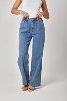 داليدرس بنطلون جينز خصر مرتفع طويل واسع نسائي أزرق فاتح