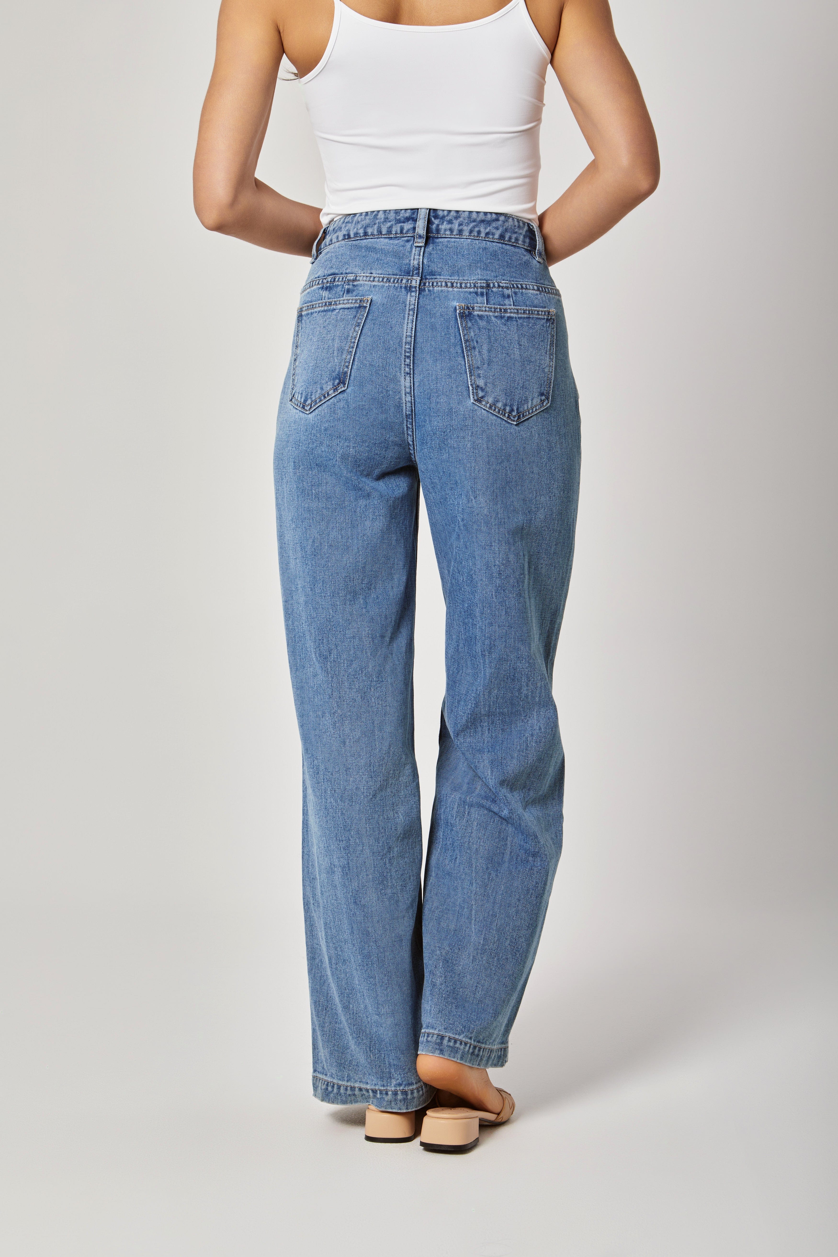 داليدرس بنطلون جينز خصر مرتفع طويل واسع نسائي أزرق فاتح