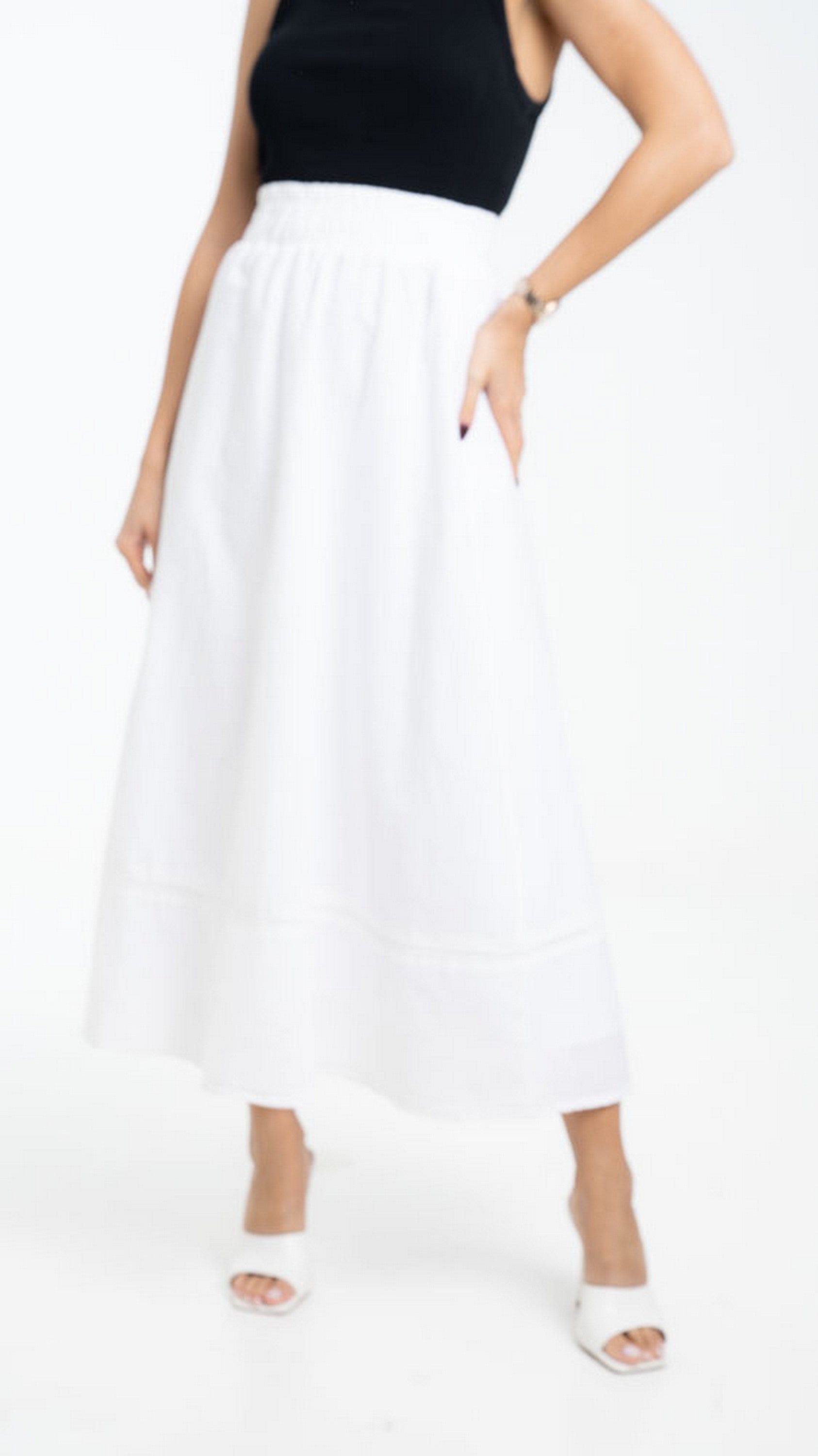 داليدرس تنورة طويلة سادة واسعة مع خط من أسفل نسائي