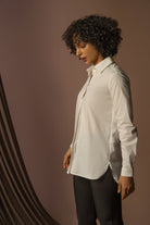 داليدرس قميص نسائي سادة أزرار أمامية كم طويل نسائي