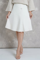 داليدرس تنوره ساده بزرار واحد من الأمام أبيض