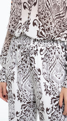 داليدرس بنطلون منقوش طويل خصر مرتفع برباط نسائي متعدد الألوان