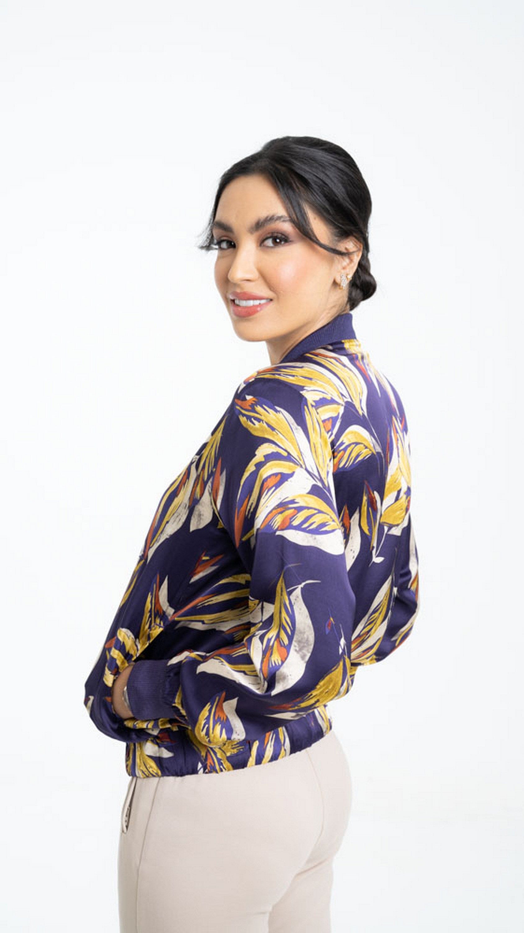 داليدرس جاكيت مشجر قصير بسحاب نسائي أرجواني