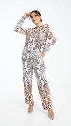 داليدرس بلوزة منقوشة بألوان مختلفة كم طويل نسائي متعدد الألوان