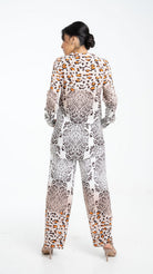 داليدرس بلوزة منقوشة بألوان مختلفة كم طويل نسائي متعدد الألوان