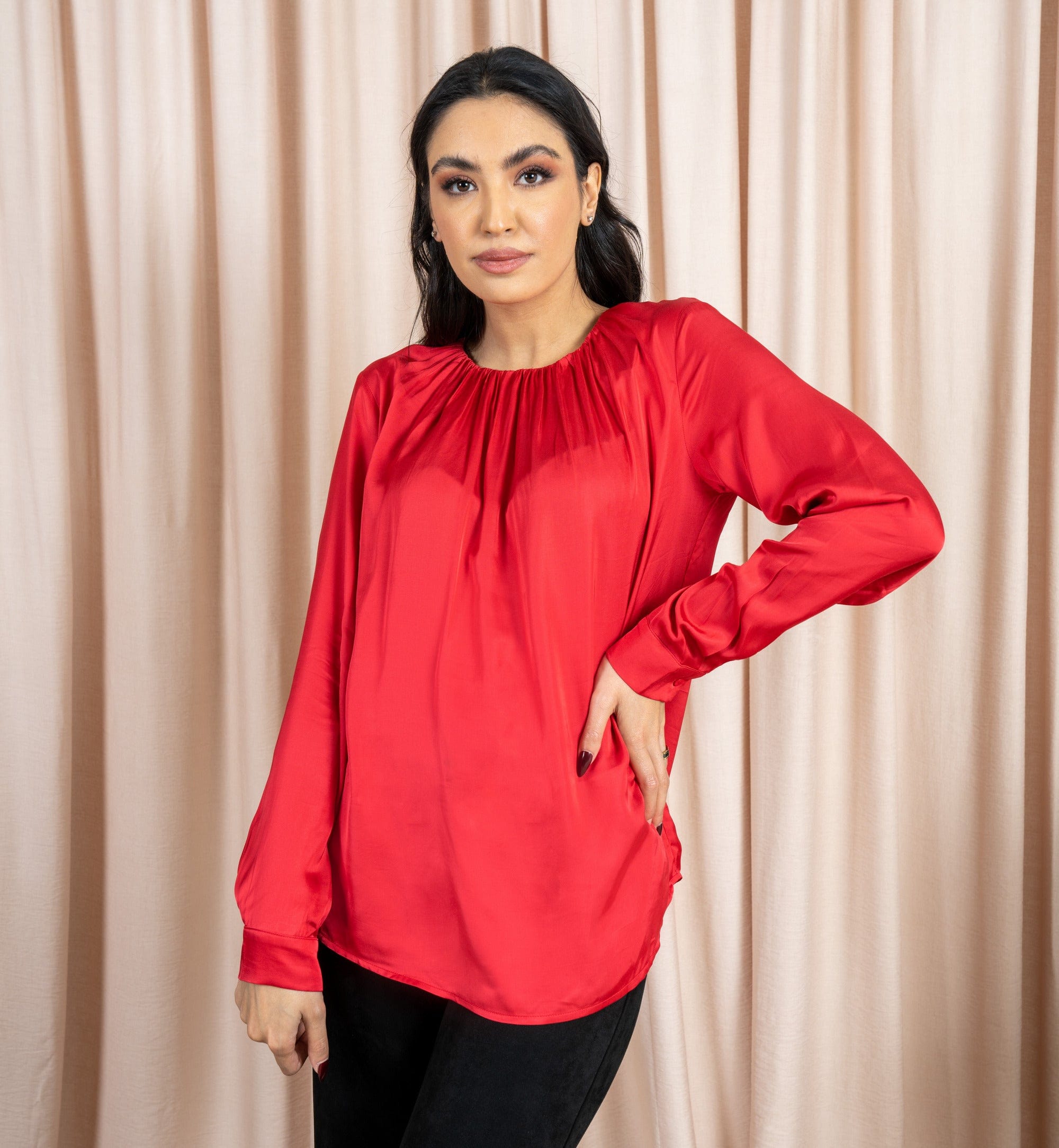 داليدرس بلوزة كلاسيك سادة أكمام طويلة نسائي