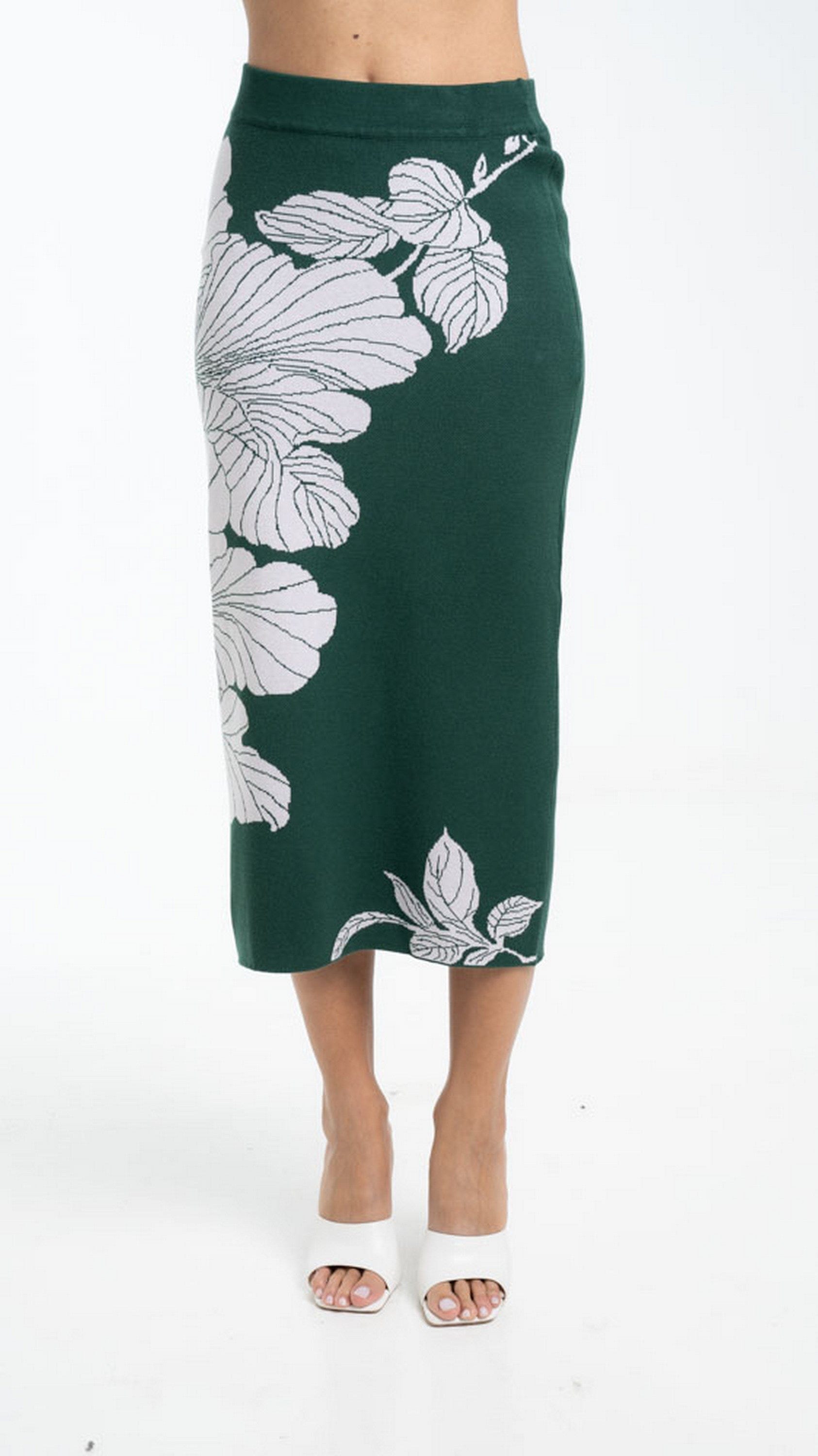 داليدرس تنورة مشجر خصر مرتفع ميدي نسائي أخضر