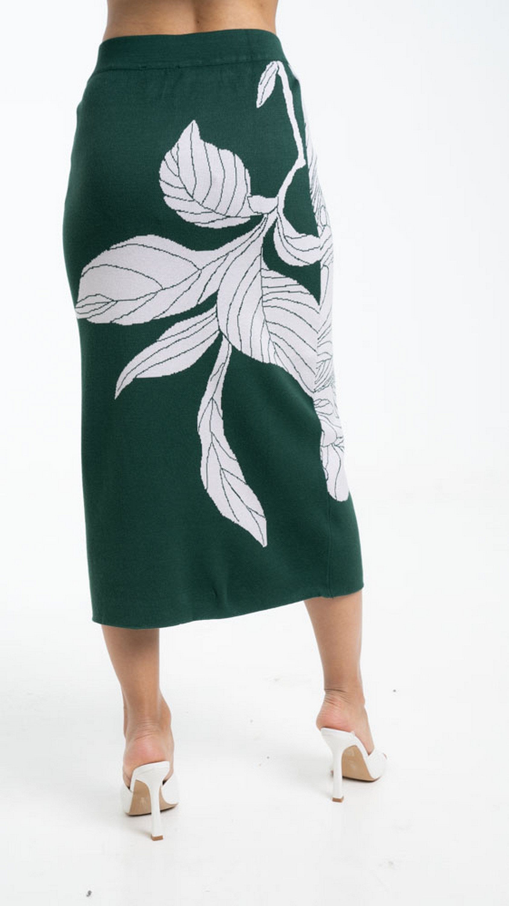 داليدرس تنورة مشجر خصر مرتفع ميدي نسائي أخضر