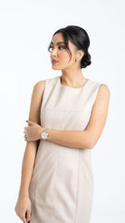 داليدرس فستان سادة كت قصير نسائي بيج