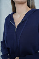 داليدرس جاكيت قصير بسحاب كم طول نسائي أزرق داكن