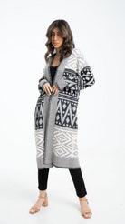 داليدرس كارديجان نسائي طويل منقوش بكم طويل نسائي