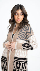 داليدرس كارديجان نسائي طويل منقوش بكم طويل نسائي