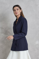 داليدرس بليزر نسائي مخطط بالطول كم طويل نسائي أزرق داكن