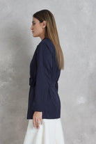 داليدرس بليزر نسائي مخطط بالطول كم طويل نسائي أزرق داكن