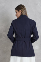 داليدرس بليزر نسائي مخطط بالطول كم طويل نسائي أزرق داكن